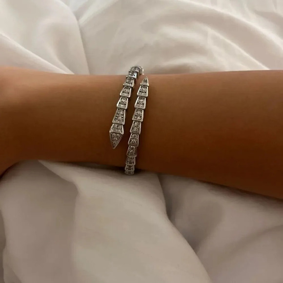 Serpenti Snake Crystal Silver Cuff Bracelet - Picture 11 of 17